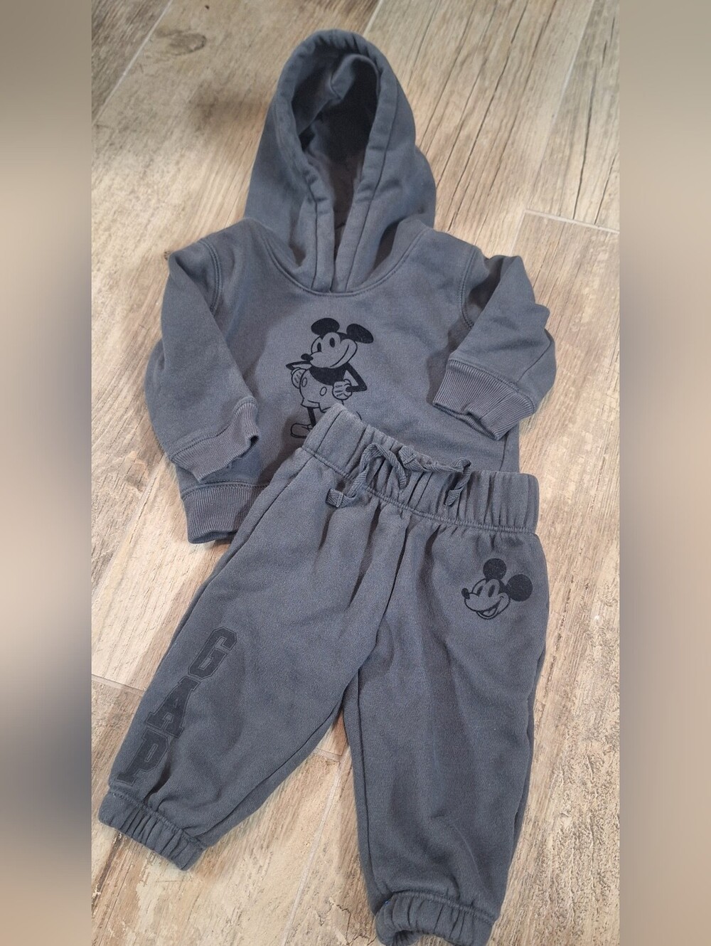 GAP Toddler Charcoal Gray Mickey Hoodie & Jogger Set